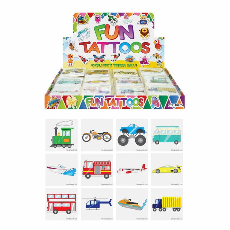 voertuigen tattoos, plaktatoeages, trakteren