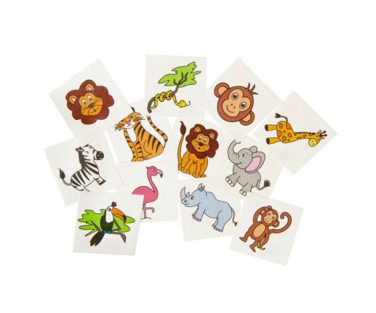 wilde dieren tattoos, jungle tattoos, dieren traktatie, uitdeelkadootjes, trakteren