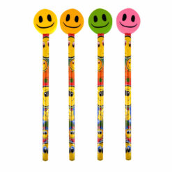 smiley potlood, potlood traktatie, trakteren, gum topper, uitdeelkadootjes
