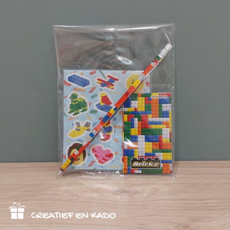 bouwstenen traktatie kant&klaar, complete traktatie, snel en makkelijk trakteren, lego traktatie