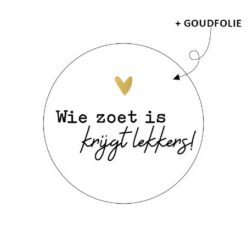 kadosticker wie zoet is krijgt lekkers, sluitsticker Sinterklaas, inpakken
