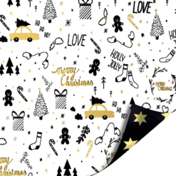 cadeaupapier holly jolly, big stars, inpakpapier kerst, inpakken