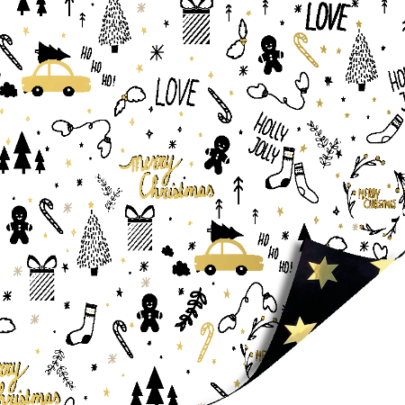 cadeaupapier holly jolly, big stars, inpakpapier kerst, inpakken