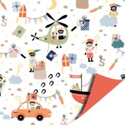 inpakpapier pakjes speurtocht, cadeaupapier Sinterklaas, inpakken