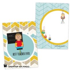 gelukskaartje best teacher ever, mini kaartje meester, mini kaartje juf, inpakken