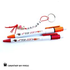 gelukspen top juf, kado juf, gelukspoppetjes, sleutelhanger topjuf