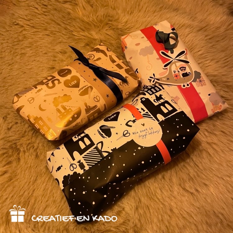 inpakpapier hophophop, inpakpapier pakjes speurtocht, inpakken Sinterklaas, inpakinspiratie
