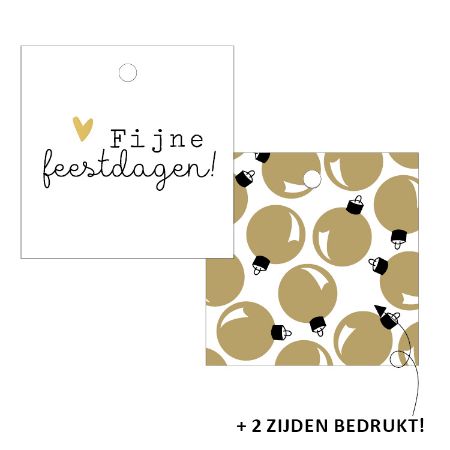 kadolabel fijne feestdagen, kadolabel kerstballen, inpakken kerstmis