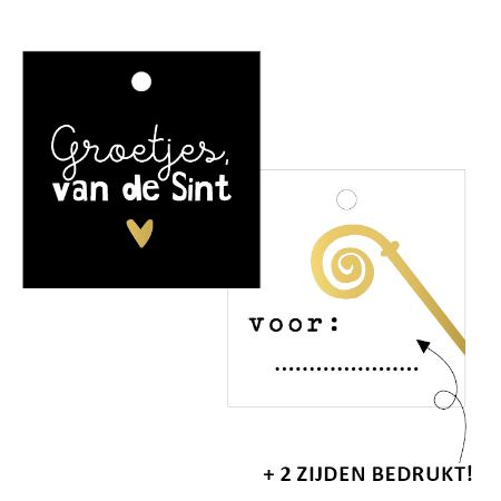 kadolabel groetjes van de sint, inpakken Sinterklaas