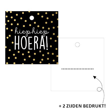 kadolabel hiep hiep hoera, inpakken verjaardag