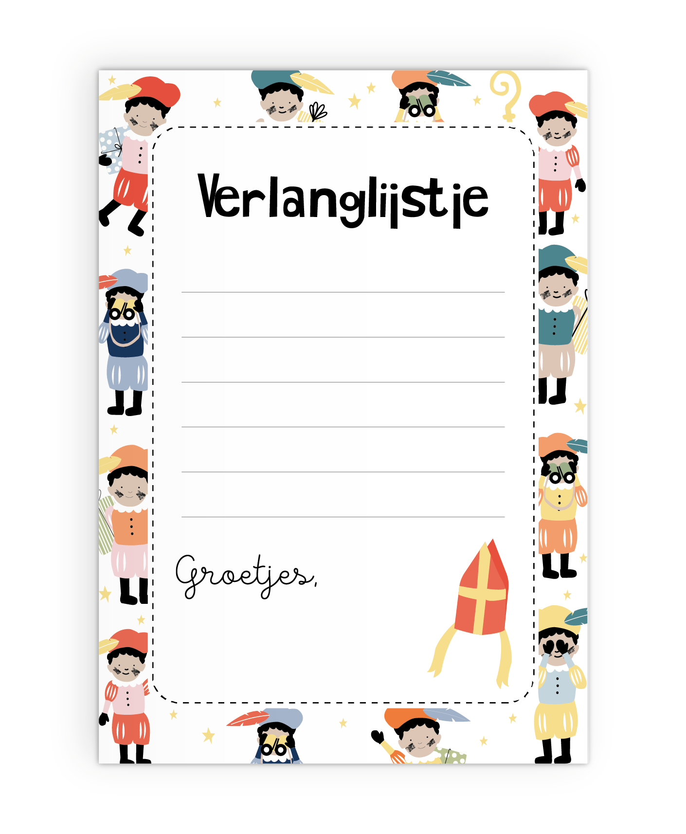 notitieblok verlanglijstje pieten, verlanglijstje Sinterklaas