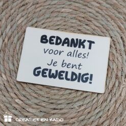 houten kaart bedankt voor alles je bent geweldig, kaart bedankt