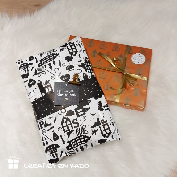 inpakpapier hophophop, inpakpapier sint mijter, inpakken, kadopapier sinterklaas, inpakinspiratie