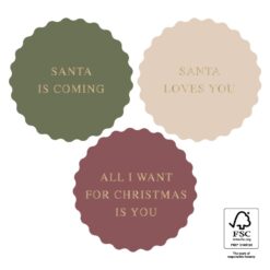 kadostickers santa love, sluitstickers kerstmis, inpakken kerst