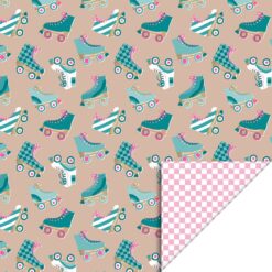 inpakpapier roller skates nude, kadopapier rolschaatsen, kadopapier meisjes, inpakken,