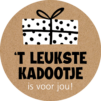 kadosticker leukste kadootje, kadosticker 't leukste kadootje is voor jou, sluitsticker, inpakken