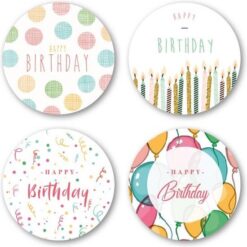 kadostickers happy birthday, sluitstickers verjaardag, inpakken