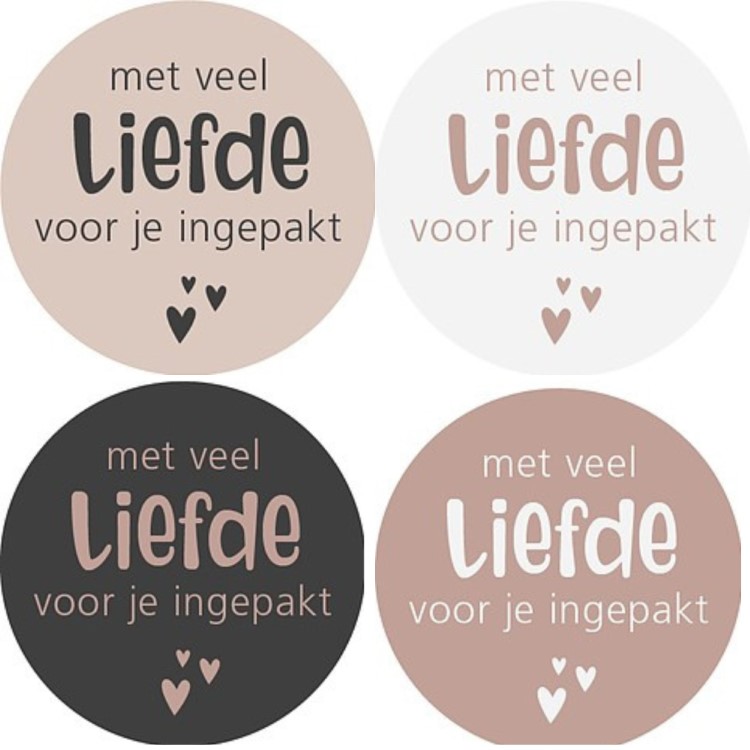 kadostickers met veel liefde ingepakt, kadosticker met veel liefde voor je ingepakt, sluitstickers, inpakken