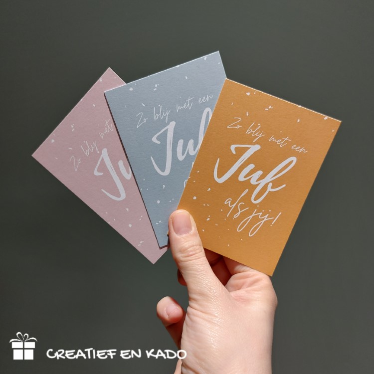 minikaartjes zo blij met een juf als jij, minikaartje juf, kado juf, kaart juf
