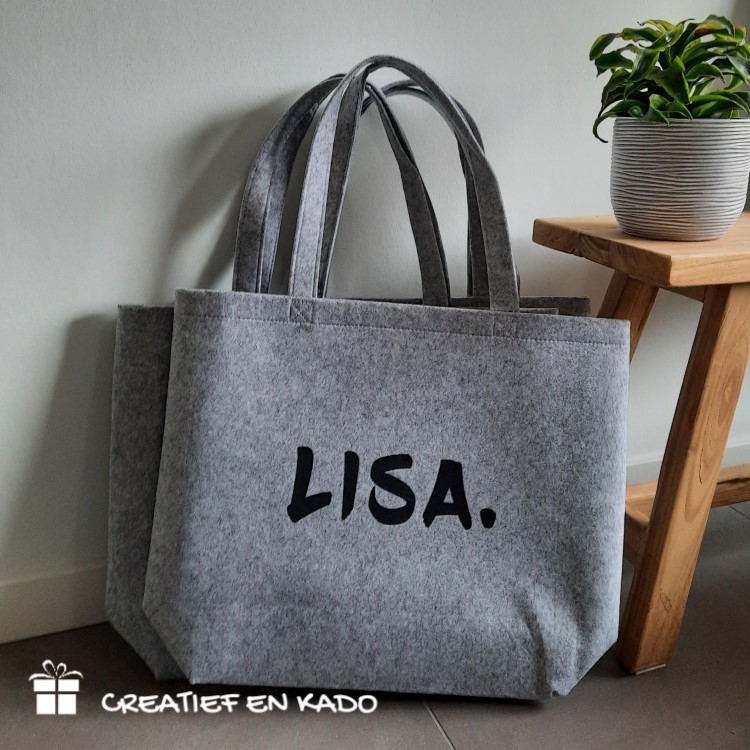 vilten shopper naam, vilten tas grijs