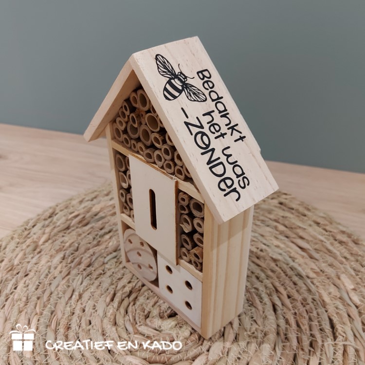 insectenhotel bedankt het was bijzonder, kado leerkracht, afscheid stage, afscheid groep 8