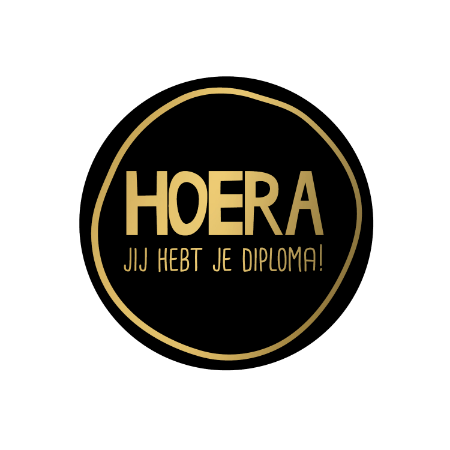 kadosticker hoera jij hebt je diploma, sluitsticker examen, inpakken, kadosticker geslaagd