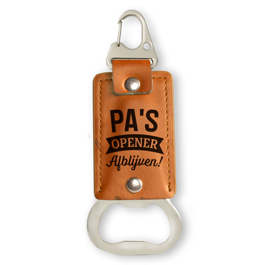 leren flesopener pa's opener, leren sleutelhanger pa's opener, kado vaderdag, kado papa, kado opa