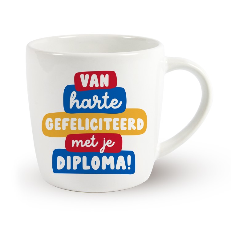 geslaagd mok, gefeliciteerd geslaagd