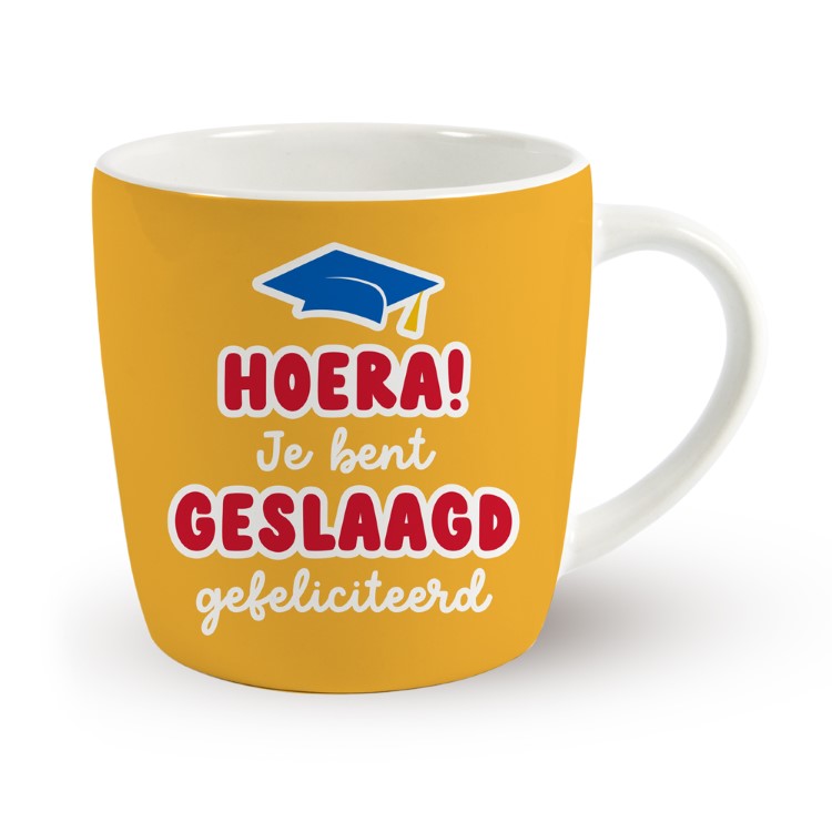 geslaagd mok, mok gefeliciteerd geslaagd