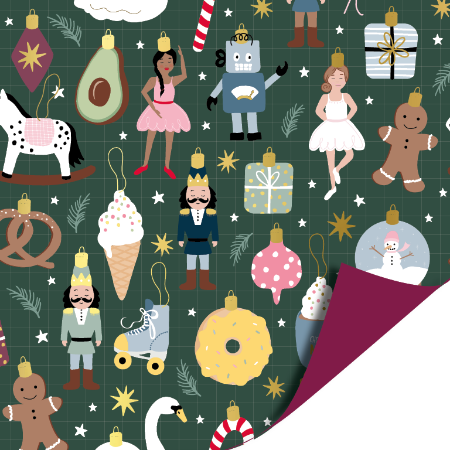 inpakpapier kitsch kerstballen, kadopapier kerstmis, inpakken