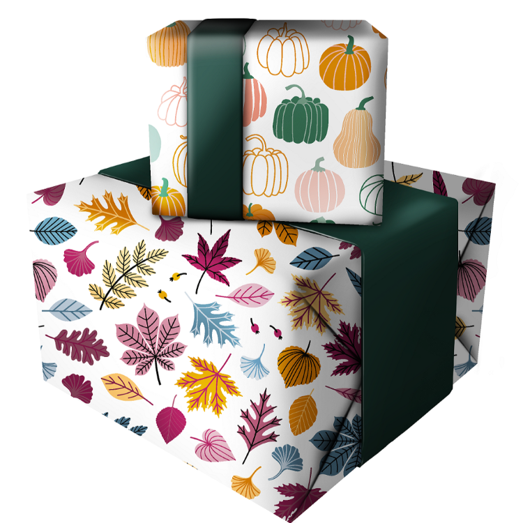 inpakpapier autumn leaves, inpakpapier pretty pumpkins, inpakken, kadopapier, inpakinspiratie