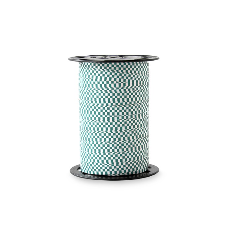 kadolint check jade blue, krullint ruitjes, kadolint paperlook, inpakken