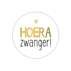 kadosticker hoera zwanger, sluitsticker, zwangerschap, babyshower, inpakken