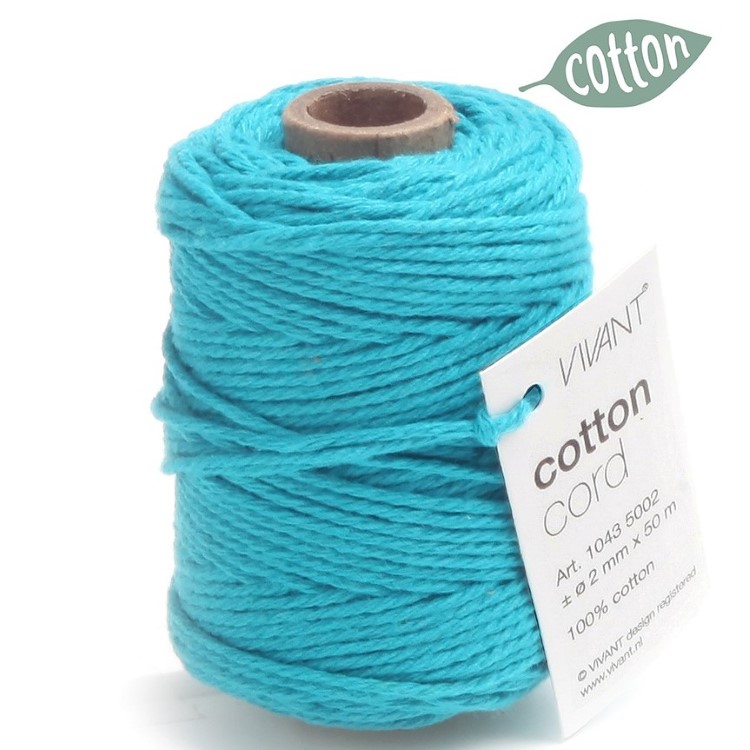 cotton touw turquoise, katoen koord blauw, inpakken