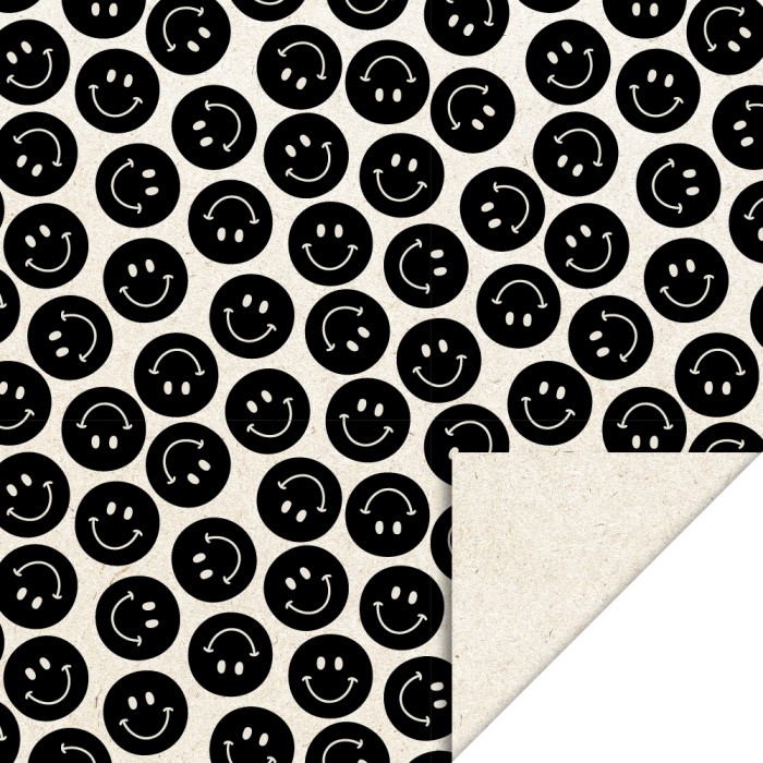 inpakpapier smiley zwart, kadopapier smileys, inpakken
