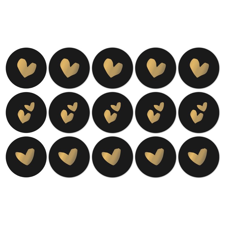 kadostickers solo hearts zwart goud, sluitsticker hartjes, inpakken