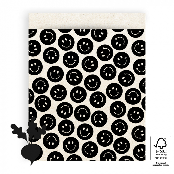 kadozakje smiley, inpakken, kadopapier,