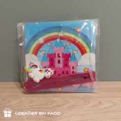 Eenhoorn bellenblaas puzzel traktatie, eenhoorn traktatie, trakteren, meiden traktatie, kant en klaar traktatie,