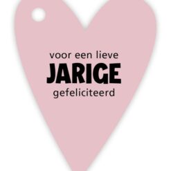 kadolabel voor een lieve jarige, kadolabel hart, inpakken verjaardag
