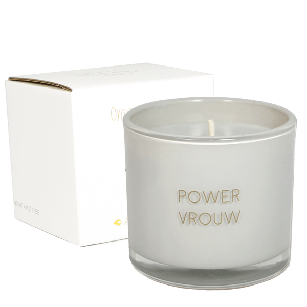 geurkaars met wensarmband powervrouw, armband powevrouw, sojawas kaars