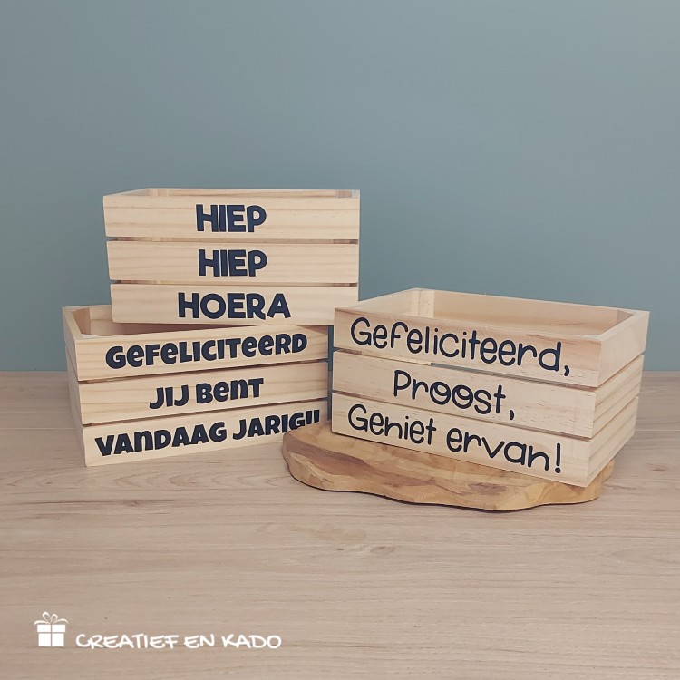 houten kratje verjaardag, kado kratje verjaardag