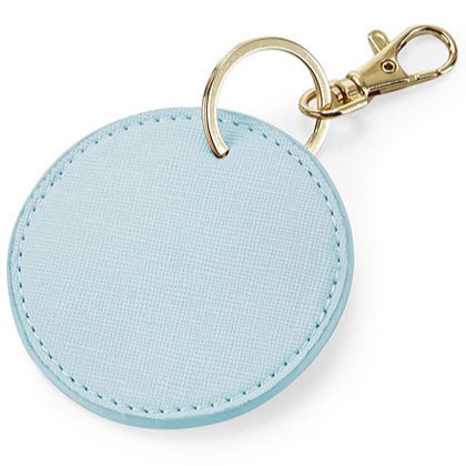 sleutelhanger lederlook lichtblauw, sleutelhanger rond lichtblauw