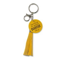 tassel sleutelhanger dochter, supertrots op een superlieve dochter zoals jij, kado dochter, leren sleutelhanger