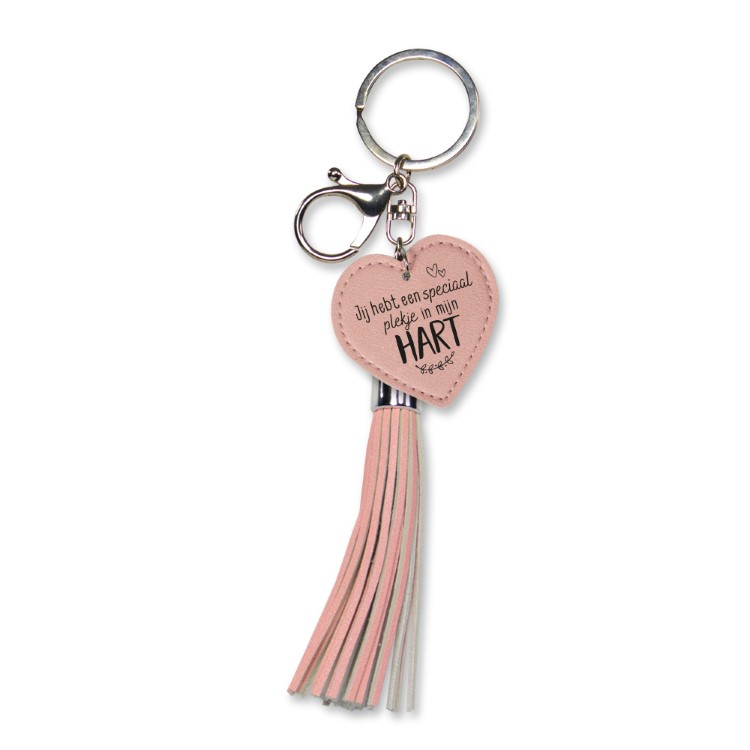 tassel sleutelhanger hart, tassel sleutelhanger speciaal plekje in mijn hart, stijlvolle sleutelhanger, leren sleutelhanger, kado voor haar