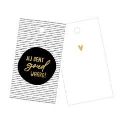 kadolabel jij bent goud waard, kado kaartje, inpakken