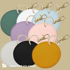 luxe sleutelhanger lederlook, boutique keyclip rond