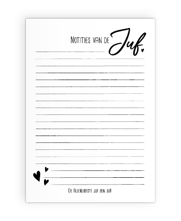 notitieblok notities van de juf, kado juf