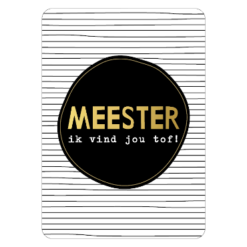 wenskaart meester ik vind jou tof, kado meester, inpakken