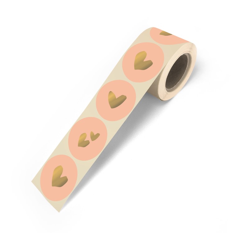 kadostickers solo hearts peach, sluitstickers hartjes, inpakken