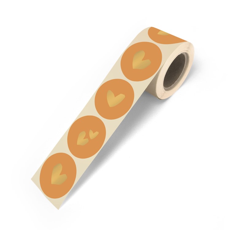 kadostickers solo hearts roest/goud, sluitstickers hartjes, inpakken